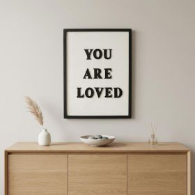 Black & White “You Are Loved” Framed Wall Decor – Modern Text Accent