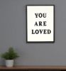 Black & White “You Are Loved” Framed Wall Decor – Modern Text Accent