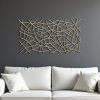 Gold Abstract Lines Metal Hanging Dimensional Sculpture – Modern Wall Art