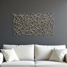 Gold Abstract Lines Metal Hanging Dimensional Sculpture – Modern Wall Art