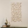 Gold Abstract Lines Metal Hanging Dimensional Sculpture – Modern Wall Art