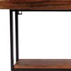 36" Set of Two Black & Brown Wood and Metal Two‑Level Accent Shelves – Rustic Modern Wall Display