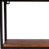 36" Set of Two Black & Brown Wood and Metal Two‑Level Accent Shelves – Rustic Modern Wall Display