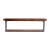 36" Set of Two Black & Brown Wood and Metal Two‑Level Accent Shelves – Rustic Modern Wall Display