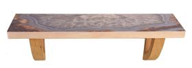 Gray & Natural Wood Agate Pattern Wall Mount Shelf – Boho Accent Storage