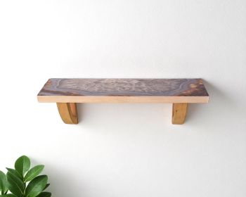 Gray & Natural Wood Agate Pattern Wall Mount Shelf – Boho Accent Storage