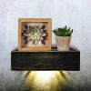 Black Distressed Wood Floating Shelf With LED