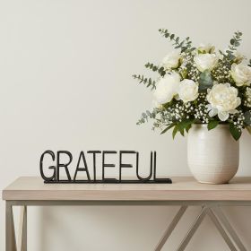Black Metal “Grateful” Tabletop Sign – Modern Rustic Accent