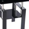 Black Glass & Steel End Tables (Set of 2) – Modern Square Shelf Accent