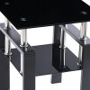 Black Glass & Steel End Tables (Set of 2) – Modern Square Shelf Accent
