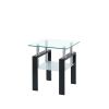 Clear Glass & Black Metal End Tables (Set of 2) – Modern Square Shelf Accent