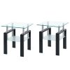 Clear Glass & Black Metal End Tables (Set of 2) – Modern Square Shelf Accent