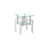 Clear & White Glass and Metal Square End Tables – Set of Two