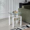 Clear & White Glass and Metal Square End Tables – Set of Two