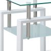 Clear & White Glass and Metal Square End Tables – Set of Two