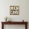 Brown & Gray Man Cave Wood & Metal Wall Decor – Rustic Text Accent