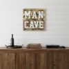 Brown & Gray Man Cave Wood & Metal Wall Decor – Rustic Text Accent