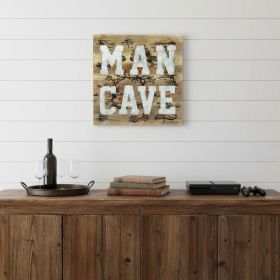 Brown & Gray Man Cave Wood & Metal Wall Decor – Rustic Text Accent