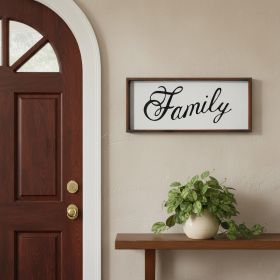 Brown & White Family Wood Wall Decor – Sentimental Text Accent