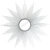 Silver Metal Sunburst Geometric Framed Accent Mirror