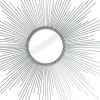 Silver Metal Sunburst Geometric Framed Accent Mirror