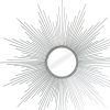 Silver Metal Sunburst Geometric Framed Accent Mirror