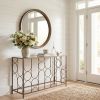 Clear Glass & Bronze Console Table – Modern Mirrored Steel Frame Accent