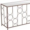Clear Glass & Bronze Console Table – Modern Mirrored Steel Frame Accent