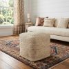 Natural Jute Pouf Ottoman – Rustic Boho Square Accent