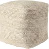 Natural Jute Pouf Ottoman – Rustic Boho Square Accent