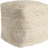 Natural Jute Pouf Ottoman – Rustic Boho Square Accent