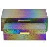 Set of Two Rainbow And Gold Faux Shagreen Nesting Storage Boxes With Lids