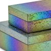 Set of Two Rainbow And Gold Faux Shagreen Nesting Storage Boxes With Lids