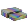 Set of Two Rainbow And Gold Faux Shagreen Nesting Storage Boxes With Lids