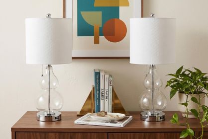 Clear & Silver Double Gourd USB Table Lamps – Set of Two
