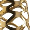 Gold Aluminum Pierced Geometric Cylinder Floor Vase – Modern Textural Accent
