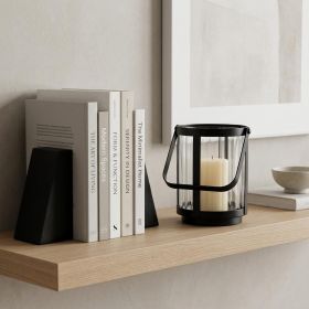 Glass and Metal Tabletop Lantern Candle Holder – Decorative Accent