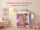 Kids Dress-Up Closet with Mirror and Jewelry Cabinet, Purple