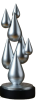 17.3" Silver Abstract Droplet Sculpture – Modern Resin Statue with Black Base for Shelf, Table or Console
