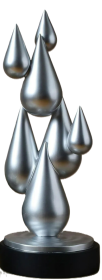 17.3" Silver Abstract Droplet Sculpture – Modern Resin Statue with Black Base for Shelf, Table or Console