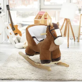 Plush Baby Rocking Horse – Sound Effects, Wooden Base & Safety Seat