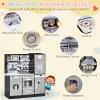 Brown Wooden Kids Kitchen Playset – Interactive Pretend Kitchen with Lights, Sounds & Storage