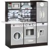 Brown Wooden Kids Kitchen Playset – Interactive Pretend Kitchen with Lights, Sounds & Storage