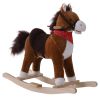 Kids Plush Rocking Horse, Realistic Sounds, Red Scarf, Perfect Gift, Memorable Fun, Brown, for 3 Years