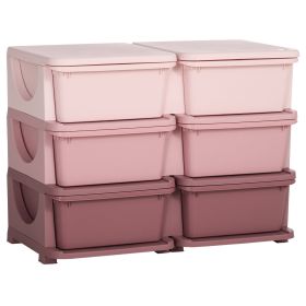 3‑Tier Kids Toy Storage Organizer with 6 Drawers – Pink
