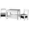 Kids 3‑Piece Activity Table Set – Reversible Chalkboard Top with Storage & Bookshelf, Gray
