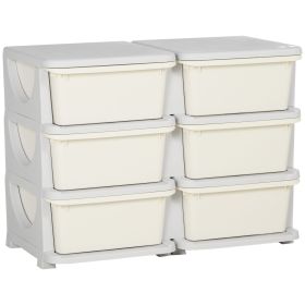 3‑Tier Kids Toy Storage Organizer with 6 Drawers – Cream