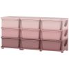 3‑Tier Kids Storage Tower with 9 Drawers – Pink Dresser Organizer