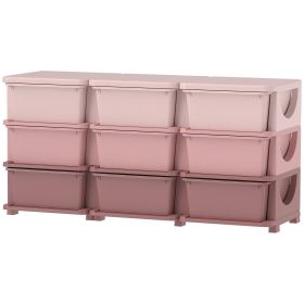 3‑Tier Kids Storage Tower with 9 Drawers – Pink Dresser Organizer