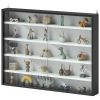 Display Cabinet 5-Tier Black White Glass Case with 2 Doors Adjustable Shelves Wall-Mounted